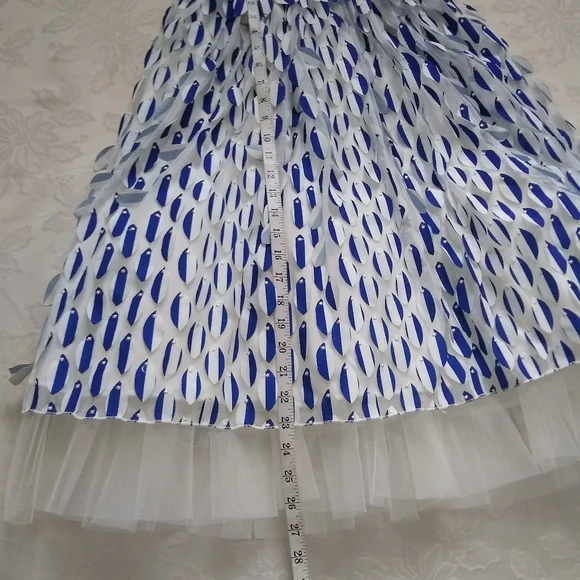 Rare find 🎀 Eva Franco Anthro tulle petal blue motif flare skirt
